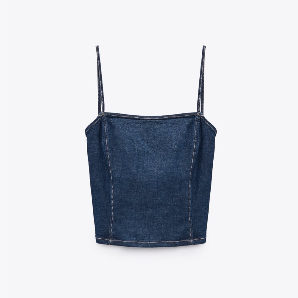 ZARA OPEN BACK DENIM TOP